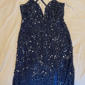 NBD navy sequins formal dress